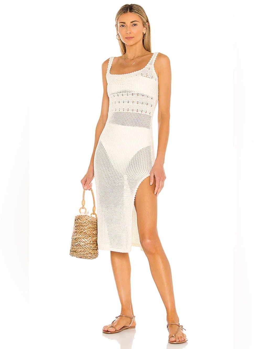 Tularosa Niki cover up knit crochet dress in Ivory Coast